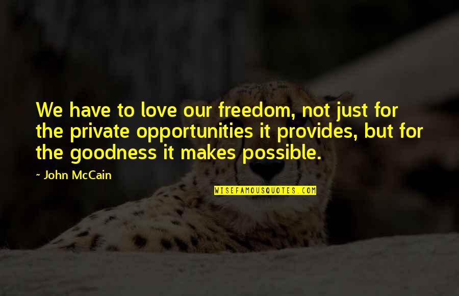 Olivier Blanchard Quotes By John McCain: We have to love our freedom, not just