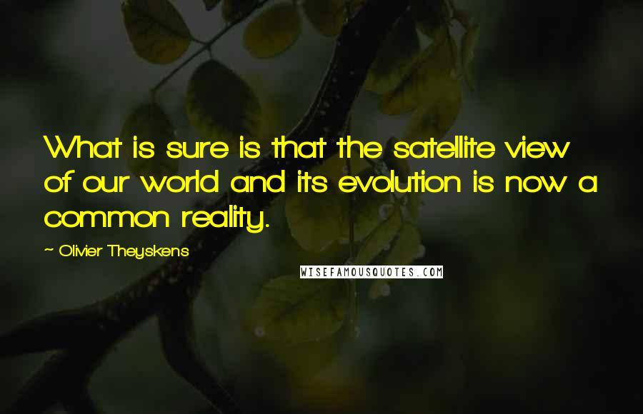 Olivier Theyskens quotes: What is sure is that the satellite view of our world and its evolution is now a common reality.