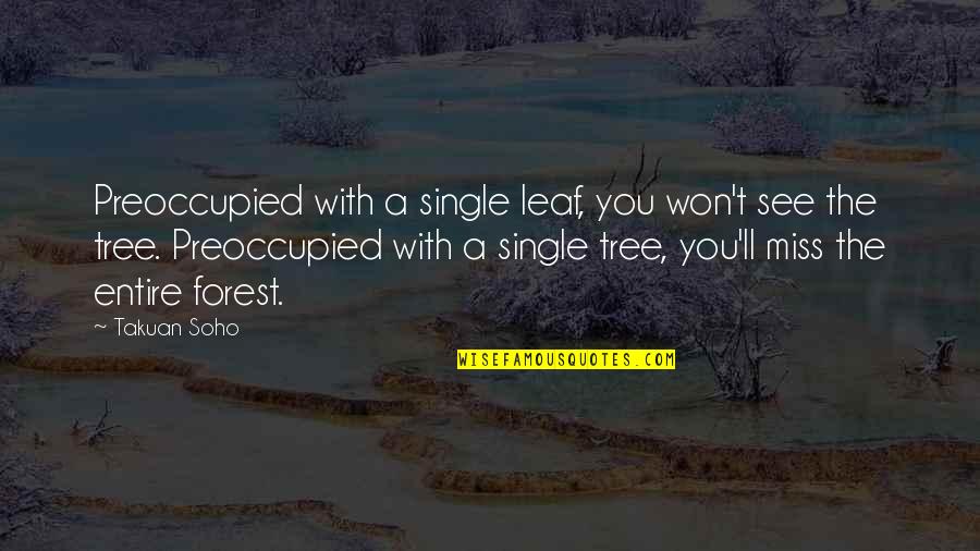 Oltalmazo Quotes By Takuan Soho: Preoccupied with a single leaf, you won't see Oltalmazo Quotes By Takuan Soho: Preoccupied with a single leaf, you won't see