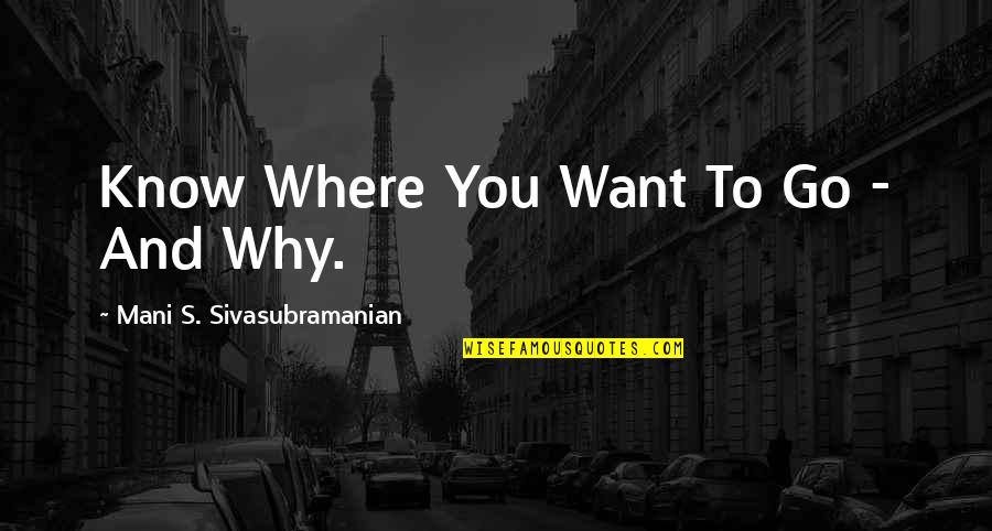 Oluwafeyisikemi Quotes By Mani S. Sivasubramanian: Know Where You Want To Go - And