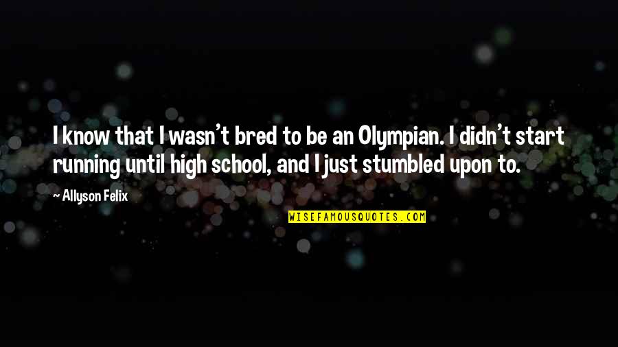 Olympian Quotes By Allyson Felix: I know that I wasn't bred to be Olympian Quotes By Allyson Felix: I know that I wasn't bred to be