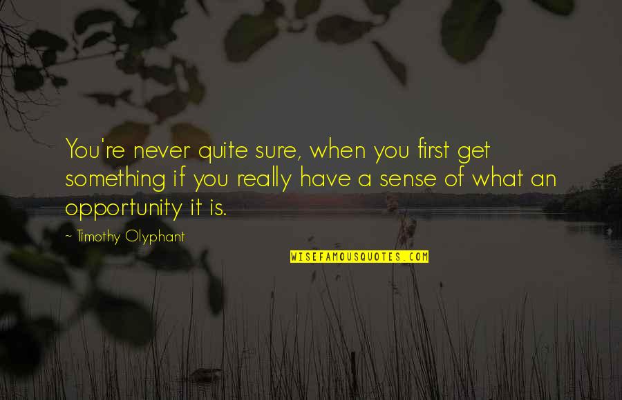 Olyphant's Quotes By Timothy Olyphant: You're never quite sure, when you first get