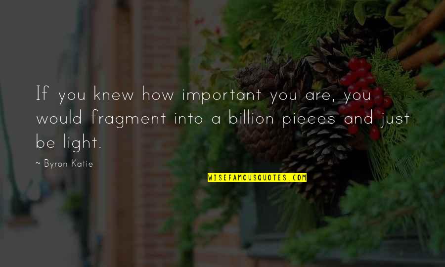 Omeone Quotes By Byron Katie: If you knew how important you are, you