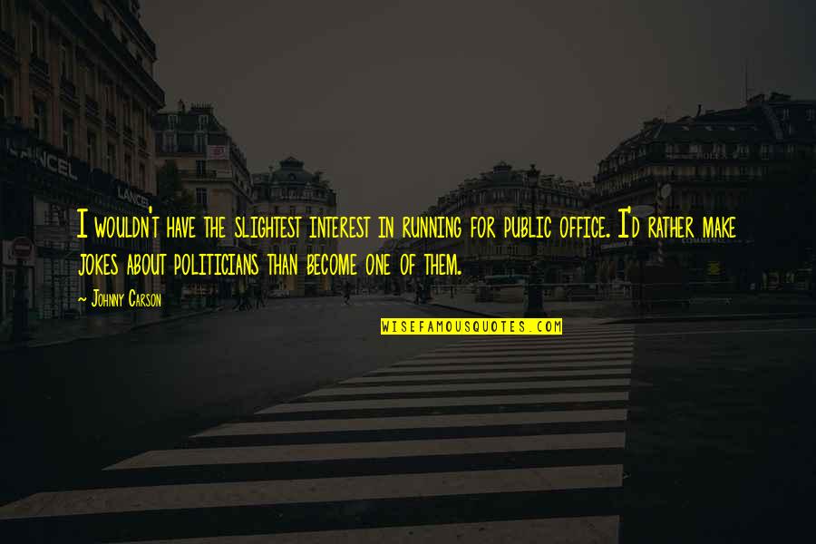 Omjer I Proporcija Quotes By Johnny Carson: I wouldn't have the slightest interest in running