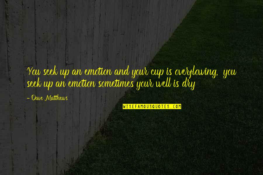 Omstandigheden Betekenis Quotes By Dave Matthews: You seek up an emotion and your cup