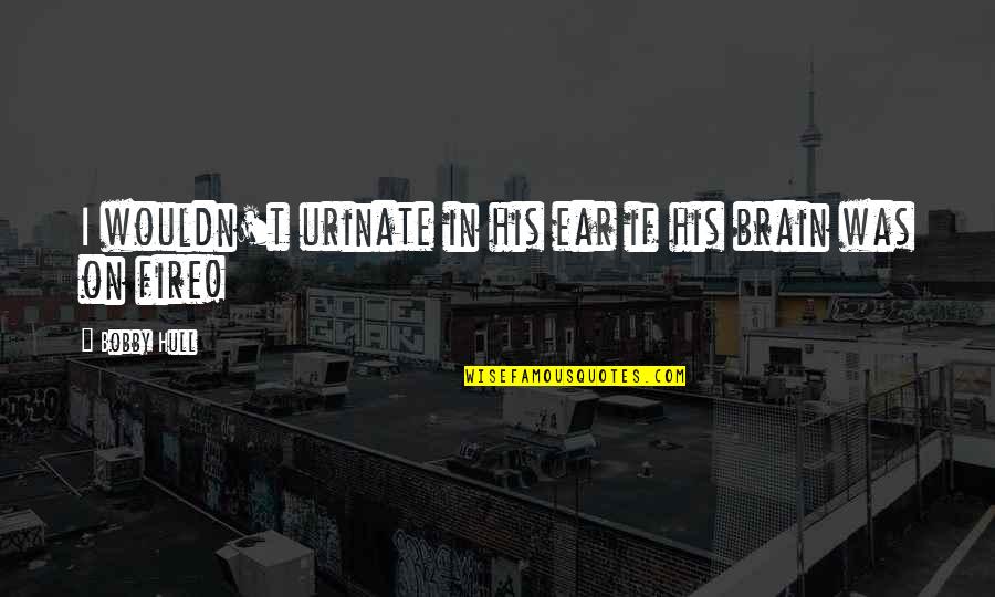 On Ear Quotes By Bobby Hull: I wouldn't urinate in his ear if his