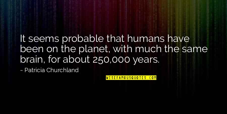 On Humans Quotes By Patricia Churchland: It seems probable that humans have been on On Humans Quotes By Patricia Churchland: It seems probable that humans have been on