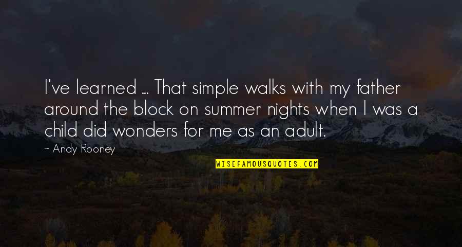On Nights Quotes By Andy Rooney: I've learned ... That simple walks with my On Nights Quotes By Andy Rooney: I've learned ... That simple walks with my