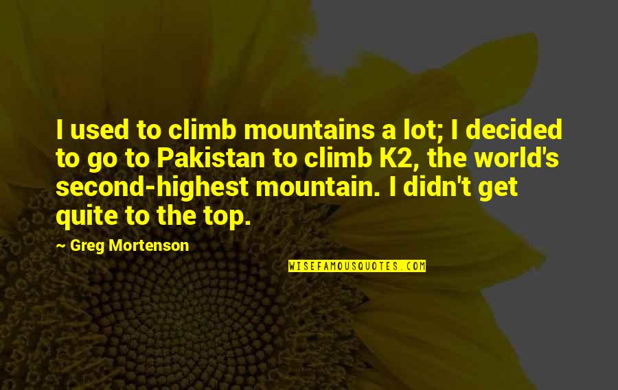 On The Mountain Top Quotes By Greg Mortenson: I used to climb mountains a lot; I On The Mountain Top Quotes By Greg Mortenson: I used to climb mountains a lot; I