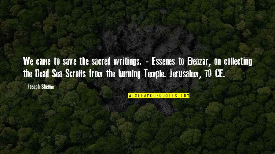 On The Sea Quotes By Joseph Shellim: We came to save the sacred writings. - On The Sea Quotes By Joseph Shellim: We came to save the sacred writings. -