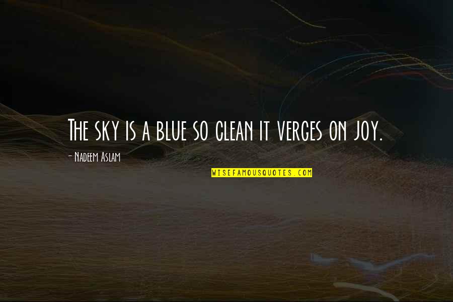 On The Sky Quotes By Nadeem Aslam: The sky is a blue so clean it