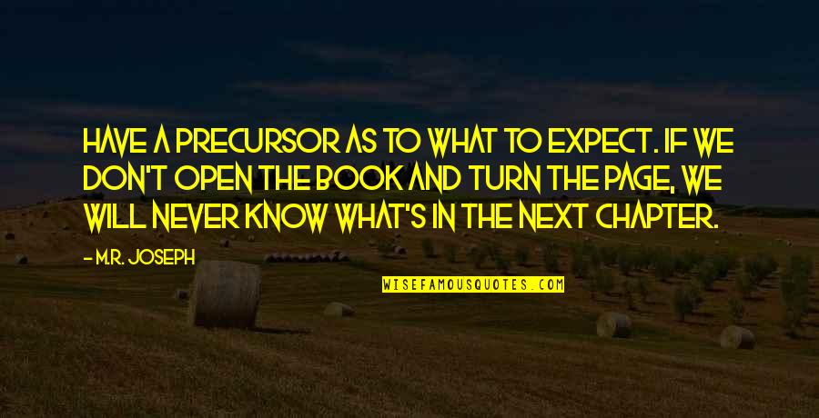 On To The Next Chapter Quotes By M.R. Joseph: have a precursor as to what to expect. On To The Next Chapter Quotes By M.R. Joseph: have a precursor as to what to expect.