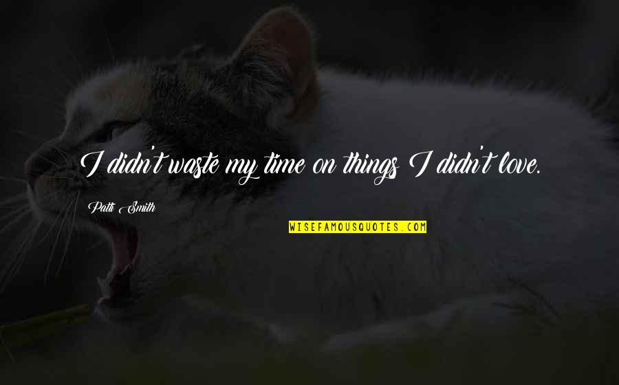 On Wasting Time Quotes By Patti Smith: I didn't waste my time on things I On Wasting Time Quotes By Patti Smith: I didn't waste my time on things I