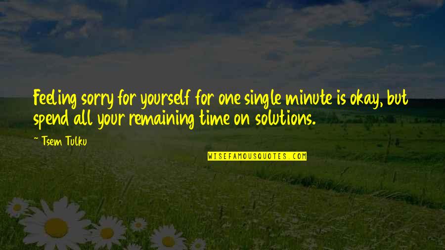 On Your Time Quotes By Tsem Tulku: Feeling sorry for yourself for one single minute