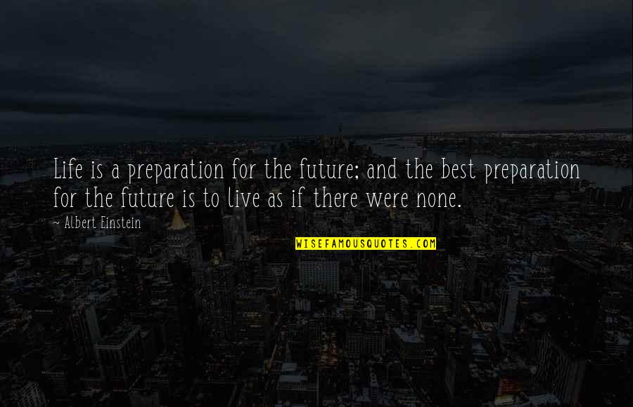 Once In Lifetime Experience Quotes By Albert Einstein: Life is a preparation for the future; and