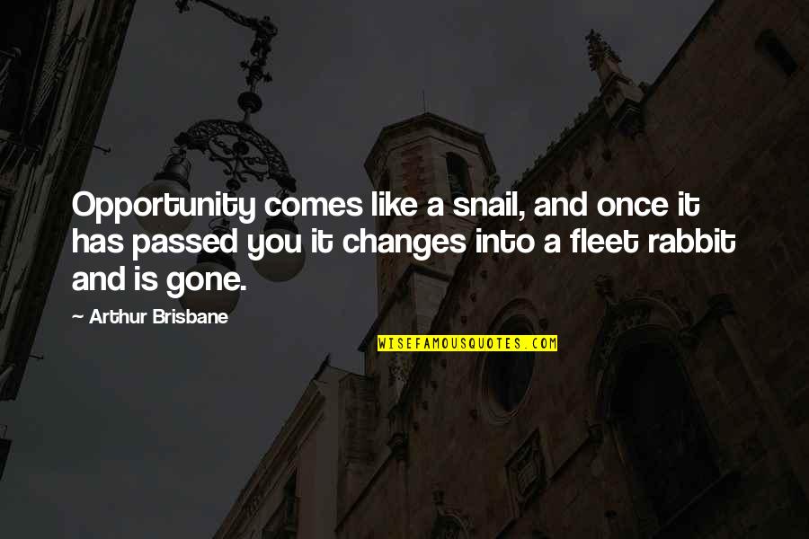 Once Your Gone Quotes By Arthur Brisbane: Opportunity comes like a snail, and once it