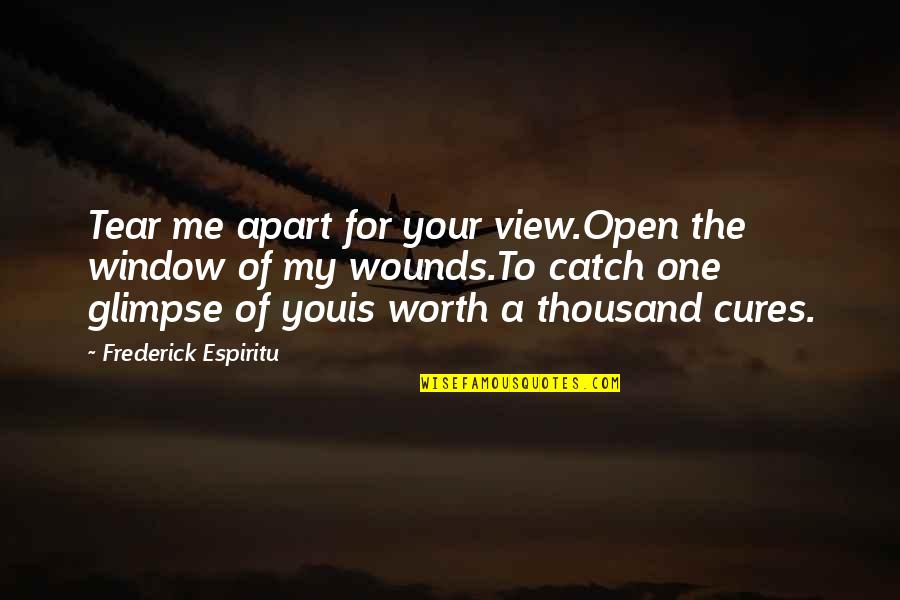 Oncology Quotes By Frederick Espiritu: Tear me apart for your view.Open the window