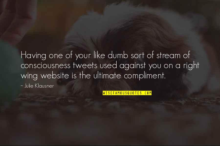 One Against Many Quotes By Julie Klausner: Having one of your like dumb sort of