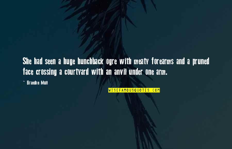 One Arm Quotes By Brandon Mull: She had seen a huge hunchback ogre with One Arm Quotes By Brandon Mull: She had seen a huge hunchback ogre with
