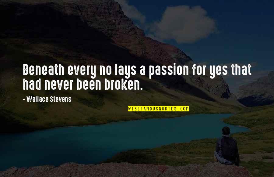 One Bad Review Quote Quotes By Wallace Stevens: Beneath every no lays a passion for yes
