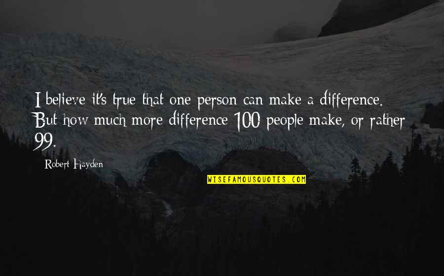 One Can Make A Difference Quotes By Robert Hayden: I believe it's true that one person can