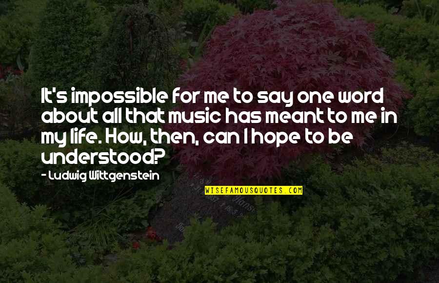 One Can Only Hope Quotes By Ludwig Wittgenstein: It's impossible for me to say one word