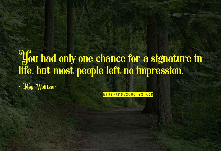One Chance Only Quotes By Meg Wolitzer: You had only one chance for a signature