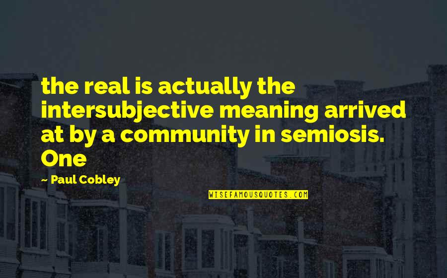 One Community Quotes By Paul Cobley: the real is actually the intersubjective meaning arrived