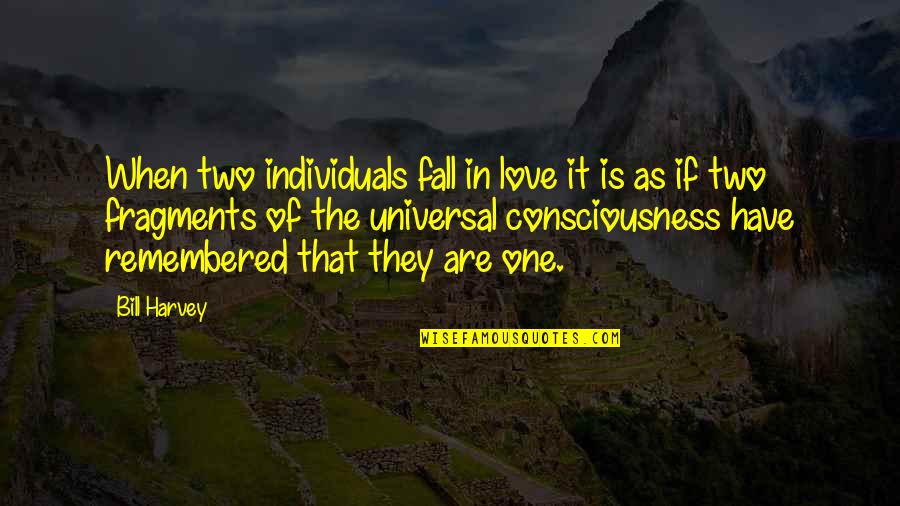 One Consciousness Quotes By Bill Harvey: When two individuals fall in love it is