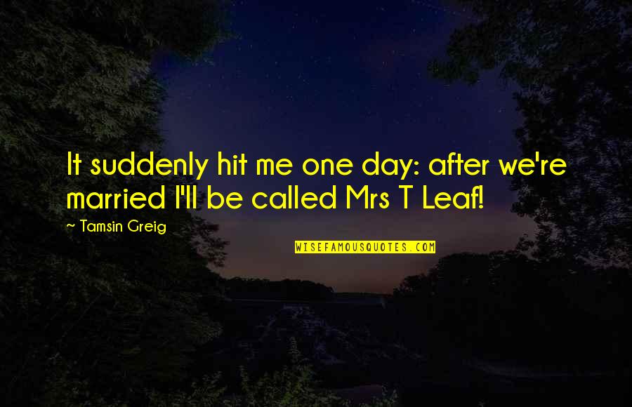 One Day Without You Quotes By Tamsin Greig: It suddenly hit me one day: after we're