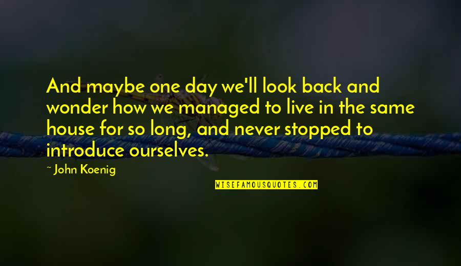 One Day You Look Back Quotes By John Koenig: And maybe one day we'll look back and