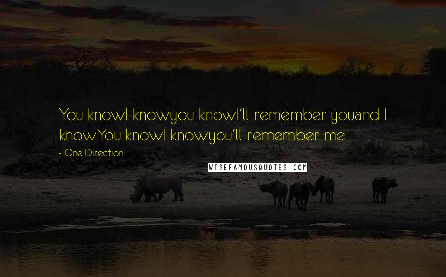 One Direction quotes: You knowI knowyou knowI'll remember youand I knowYou knowI knowyou'll remember me