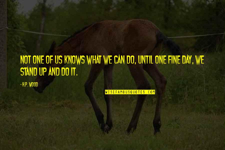 One Fine Day Quotes By H.P. Wood: Not one of us knows what we can