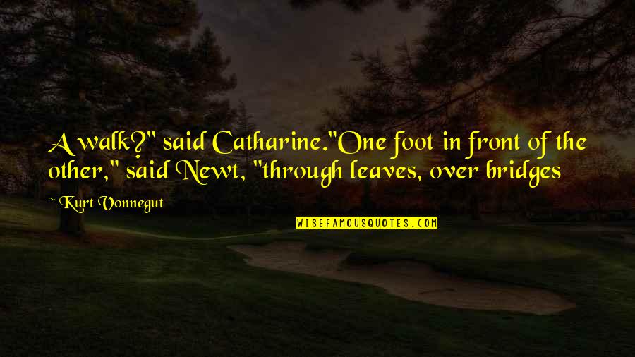 One Foot In Front Of The Other Quotes By Kurt Vonnegut: A walk?" said Catharine."One foot in front of