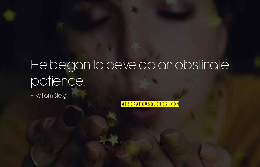 One Half Of Me Quotes By William Steig: He began to develop an obstinate patience.