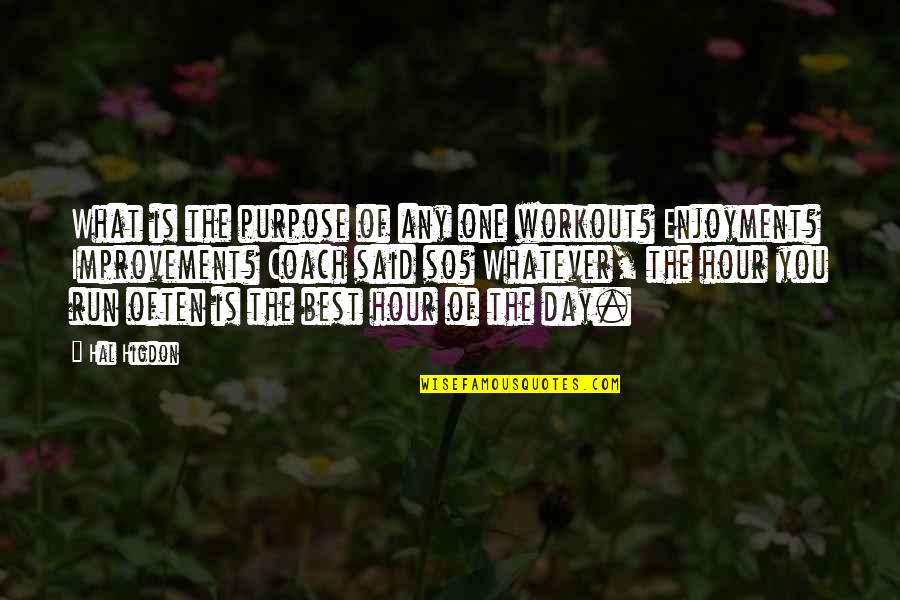 One Hour Workout Quotes By Hal Higdon: What is the purpose of any one workout? One Hour Workout Quotes By Hal Higdon: What is the purpose of any one workout?