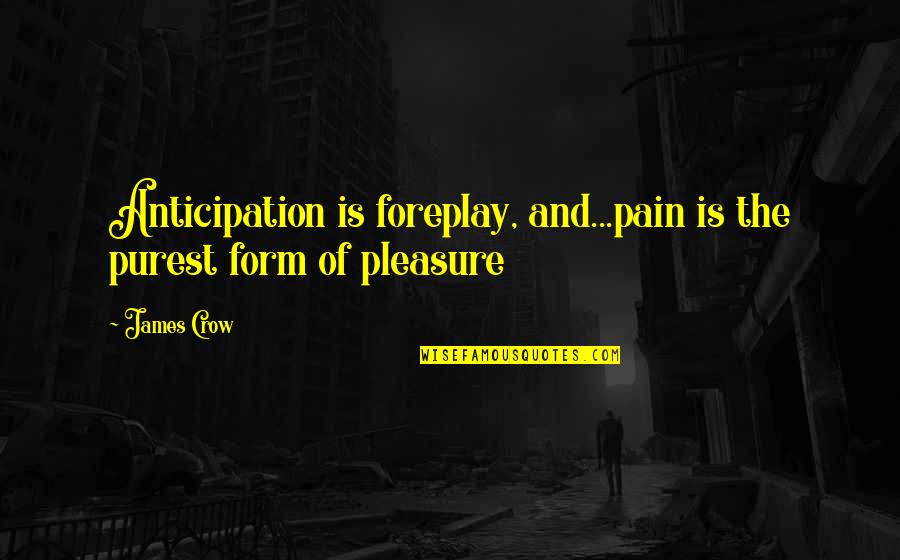 One Hurdle At A Time Quotes By James Crow: Anticipation is foreplay, and...pain is the purest form