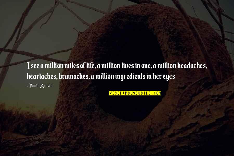 One In Million Quotes By David Arnold: I see a million miles of life, a One In Million Quotes By David Arnold: I see a million miles of life, a