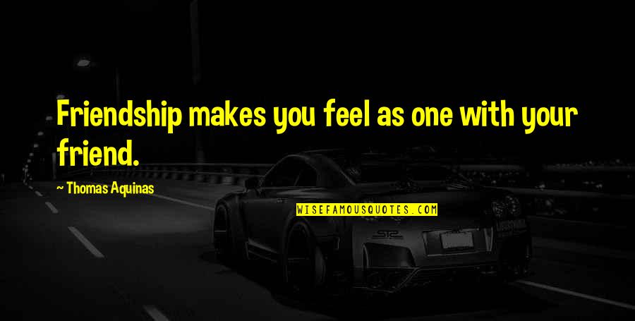 One Inspirational Quotes By Thomas Aquinas: Friendship makes you feel as one with your
