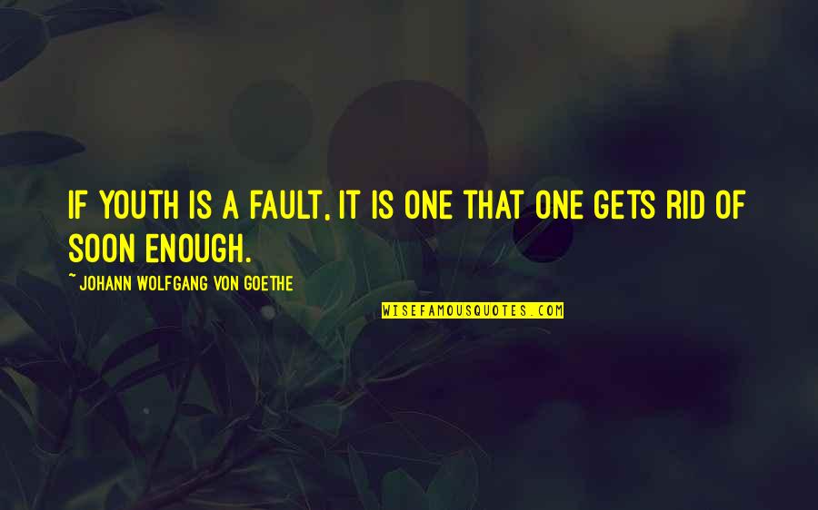 One Is Enough Quotes By Johann Wolfgang Von Goethe: If youth is a fault, it is one
