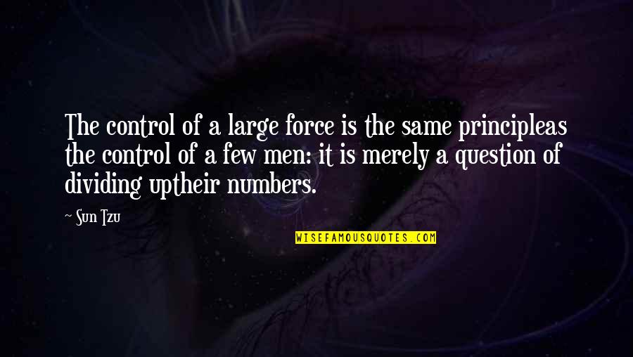 One Line Beauty Quotes By Sun Tzu: The control of a large force is the One Line Beauty Quotes By Sun Tzu: The control of a large force is the