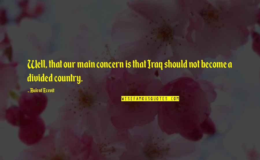 One Liner Deep Love Quotes By Bulent Ecevit: Well, that our main concern is that Iraq