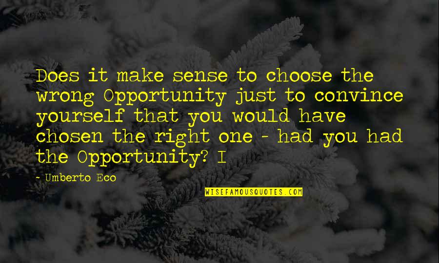 One Opportunity Quotes By Umberto Eco: Does it make sense to choose the wrong