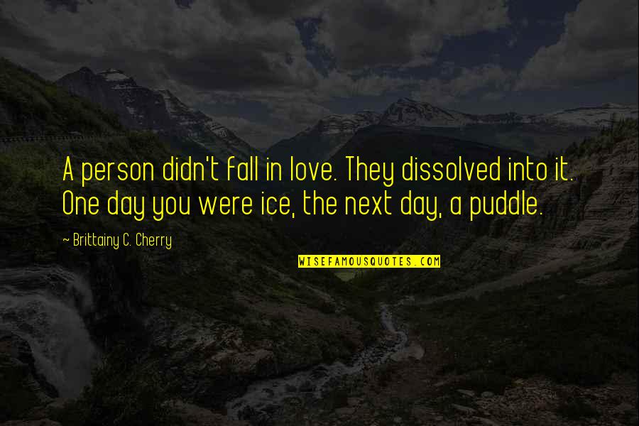 One Person You Love Quotes By Brittainy C. Cherry: A person didn't fall in love. They dissolved