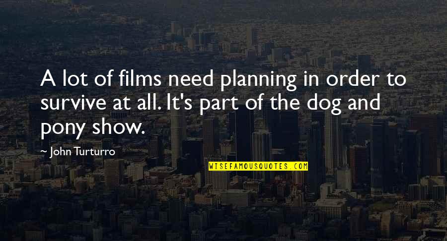 One Person You Will Always Love Quotes By John Turturro: A lot of films need planning in order