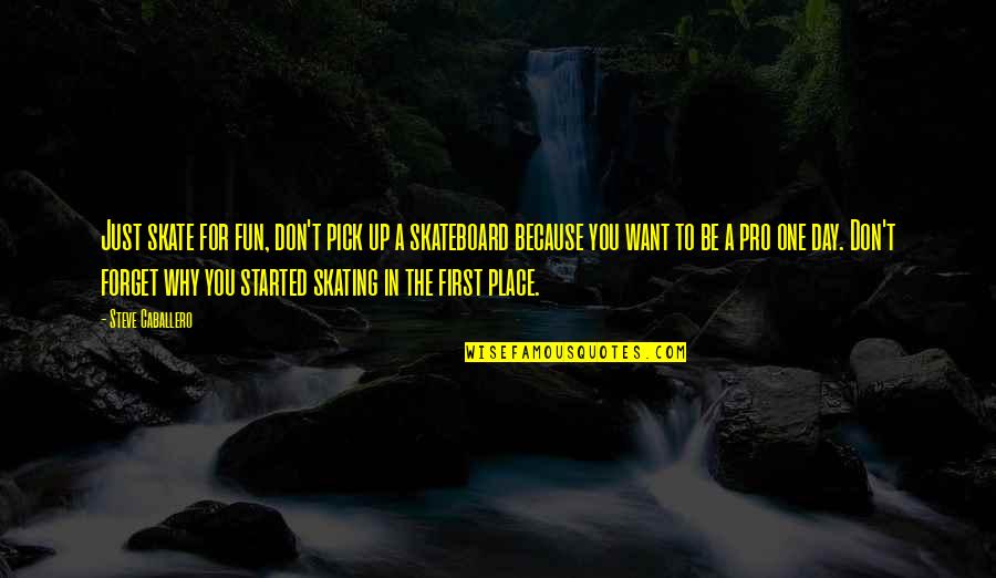 One Place Quotes By Steve Caballero: Just skate for fun, don't pick up a One Place Quotes By Steve Caballero: Just skate for fun, don't pick up a