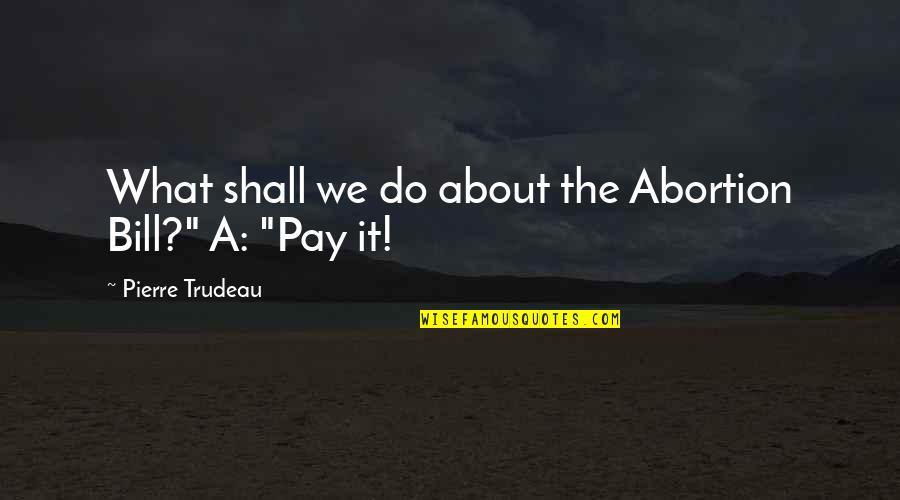 One Positive Thought A Day Quotes By Pierre Trudeau: What shall we do about the Abortion Bill?"