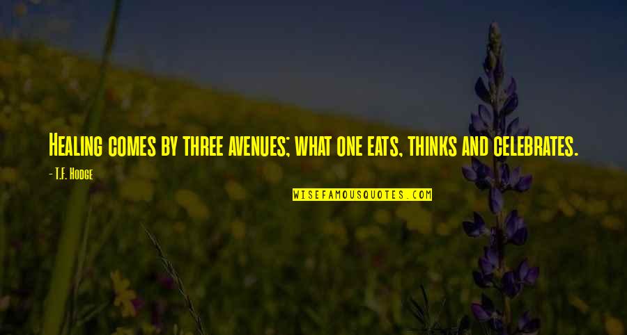 One Quotes And Quotes By T.F. Hodge: Healing comes by three avenues; what one eats,