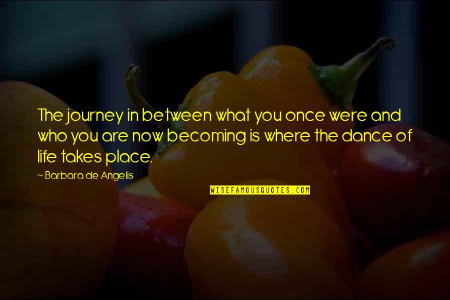 One Sentence Best Friend Quotes By Barbara De Angelis: The journey in between what you once were