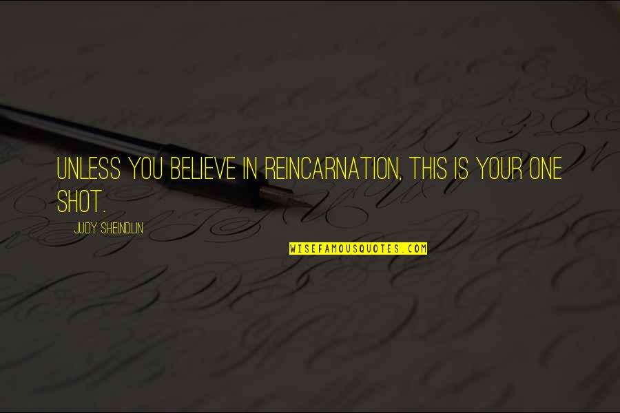 One Shot In Life Quotes By Judy Sheindlin: Unless you believe in reincarnation, this is your One Shot In Life Quotes By Judy Sheindlin: Unless you believe in reincarnation, this is your